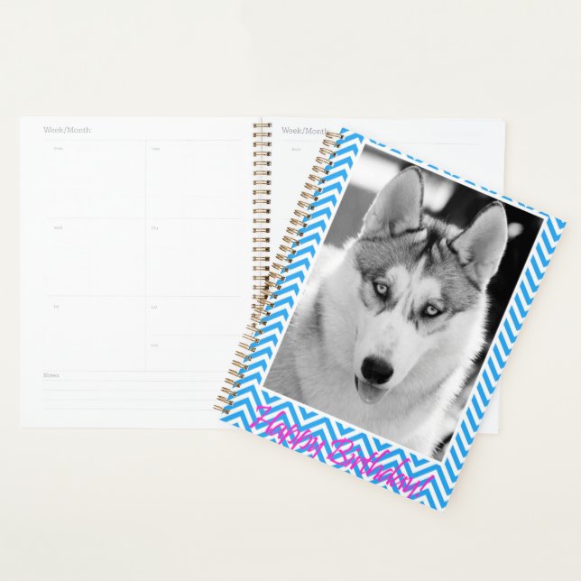 Siberian Husky Dog Blue Happy Birthday Planer (Anzeige)