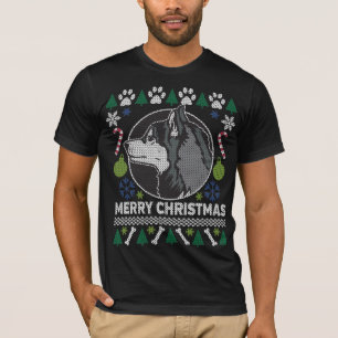 Siberian Husky Dog Brechen Ugly Weihnachtssüßer T-Shirt