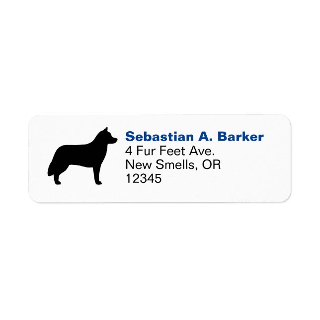 Siberian Husky Dog Breed Silhouette Return Address (Vorne)