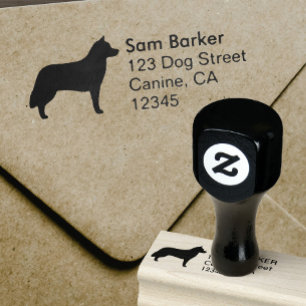 Siberian Husky Dog Breed Silhouette Return Address Gummistempel