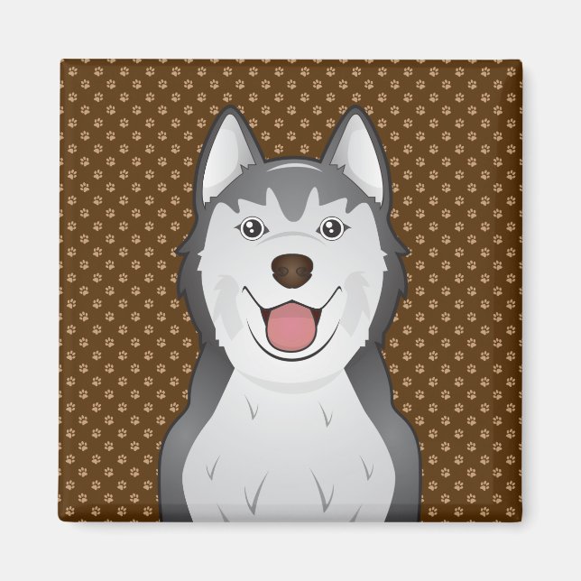 Siberian Husky Dog Cartoon Paws Magnet (Vorne)