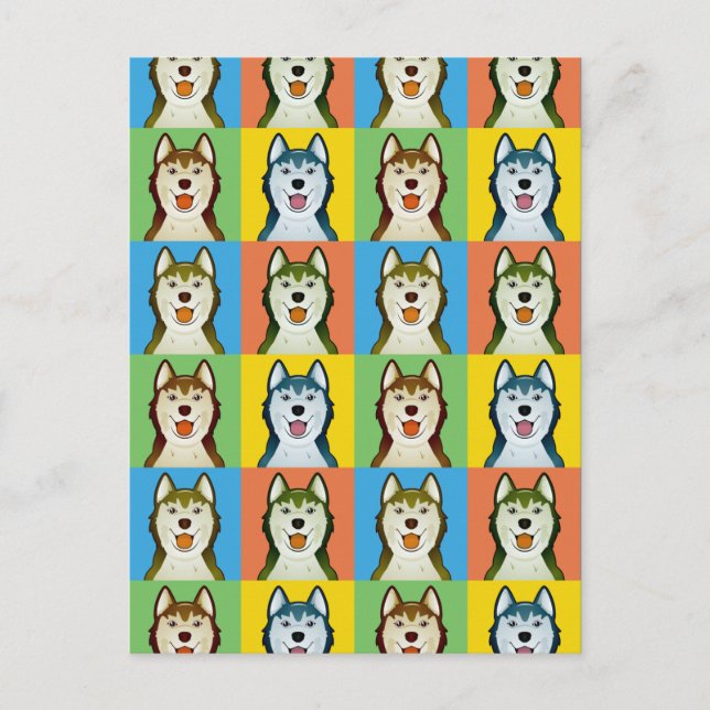 Siberian Husky Dog Cartoon Pop-Kunst Postkarte (Vorderseite)