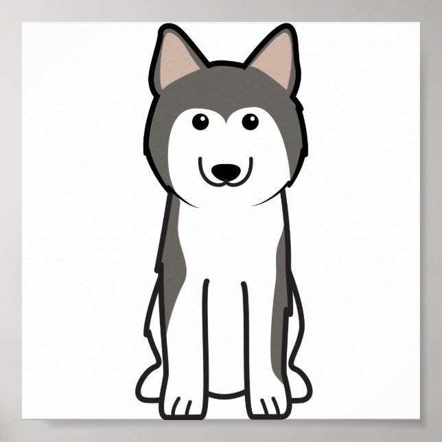 Siberian Husky Dog Cartoon Poster (Vorne)