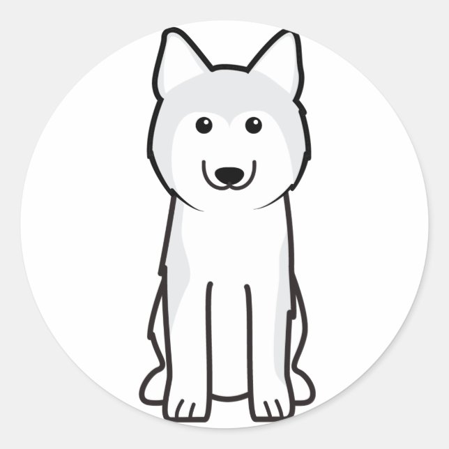 Siberian Husky Dog Cartoon Runder Aufkleber (Vorderseite)