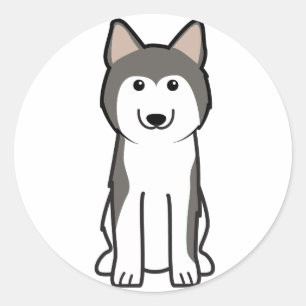 Siberian Husky Dog Cartoon Runder Aufkleber