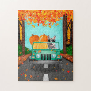 Siberian Husky Dog Fall Pumpkin Puzzle