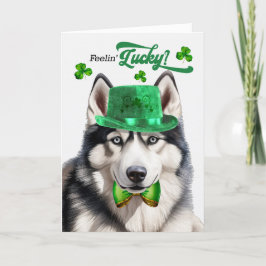 Siberian Husky Dog Feelin' Lucky St Patrick's Day Feiertagskarte