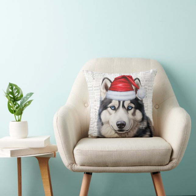 Siberian Husky Dog Funny Watercolor Weihnachten Kissen (Stuhl )