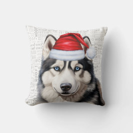Siberian Husky Dog Funny Watercolor Weihnachten Kissen