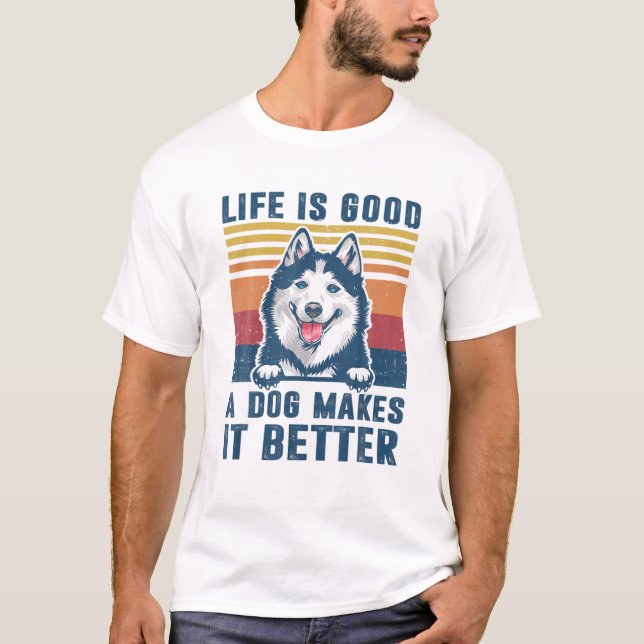 Siberian Husky Dog gibt Funny Dog Vater Mama Men W T-Shirt (Vorderseite)