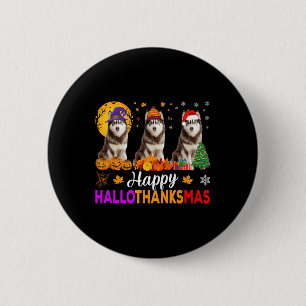 Siberian Husky Dog Halloween Weihnachtsdank Button