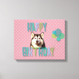 Siberian Husky Dog Happy Birthday Leinwanddruck