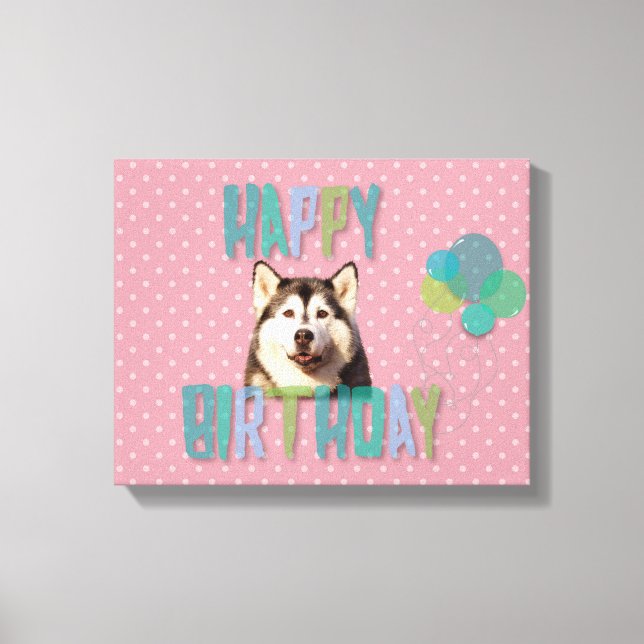 Siberian Husky Dog Happy Birthday Leinwanddruck (Vorderseite)