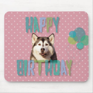 Siberian Husky Dog Happy Birthday Mousepad