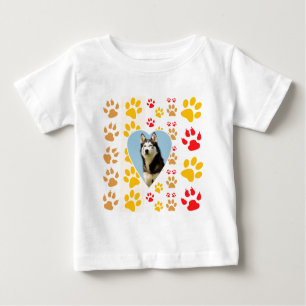 Siberian Husky Dog Heart Paws Print Baby T-shirt