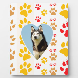 Siberian Husky Dog Heart Paws Print Fotoplatte