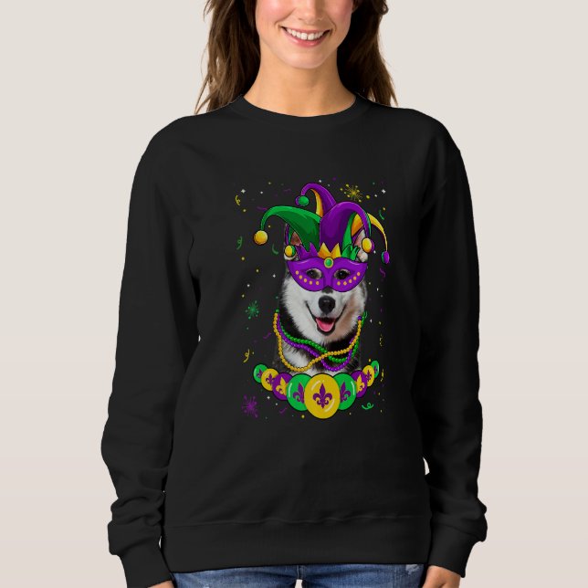 Siberian Husky Dog Lover Mardi Gras Carnival Mask  Sweatshirt (Vorderseite)