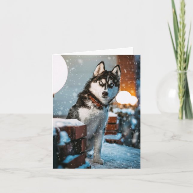 Siberian Husky Dog Lover Weihnachtskarte Feiertagskarte (Vorderseite)