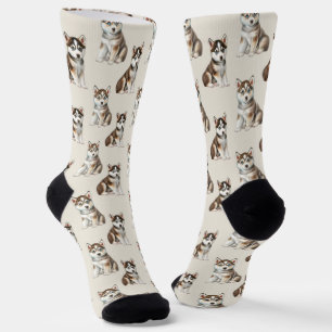 Siberian Husky Dog Pattern Socken