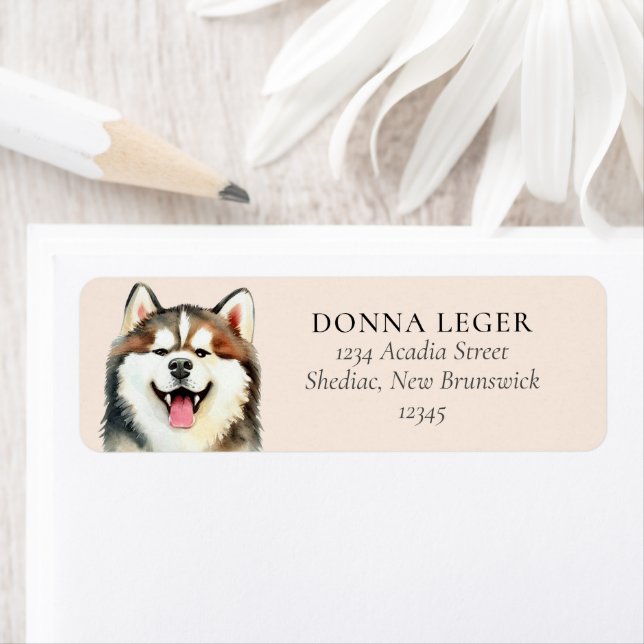 Siberian Husky Dog Personalisierte Adresse (Insitu)