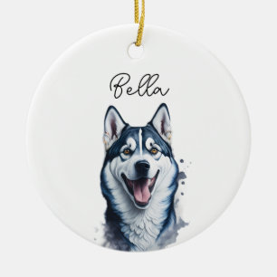 Siberian Husky Dog Pet Custom Holiday Weihnachten Keramik Ornament