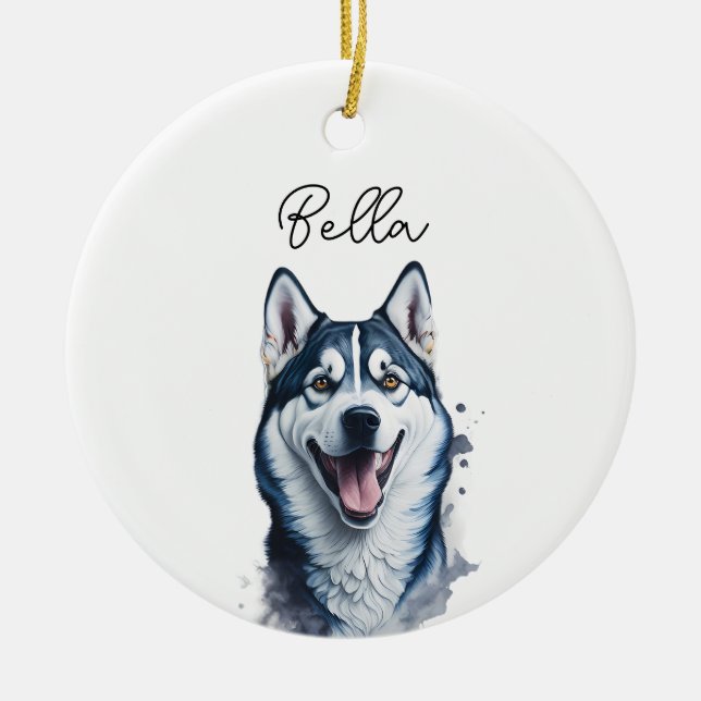 Siberian Husky Dog Pet Custom Holiday Weihnachten Keramik Ornament (Vorne)