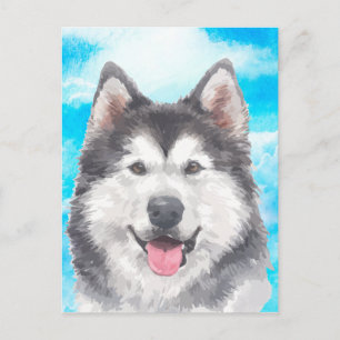 Siberian Husky Dog Pet Watercolor Postkarte