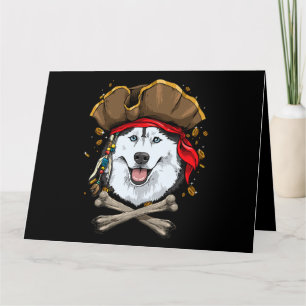 Siberian Husky Dog Pirate Jolly Roger Flag Crossbo Karte