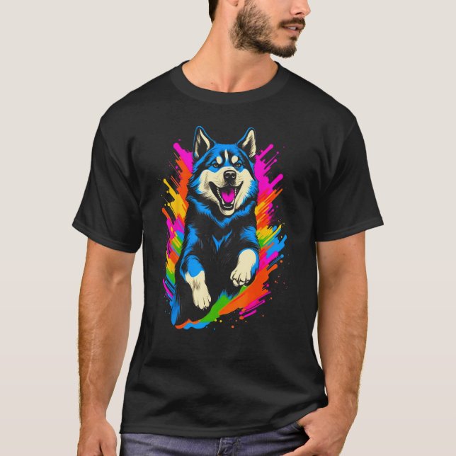 Siberian Husky Dog Pop Art T-Shirt (Vorderseite)