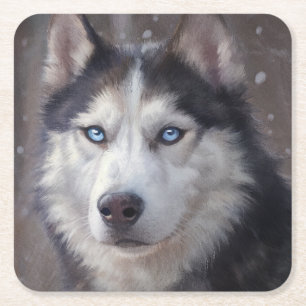 Siberian Husky Dog Rechteckiger Pappuntersetzer