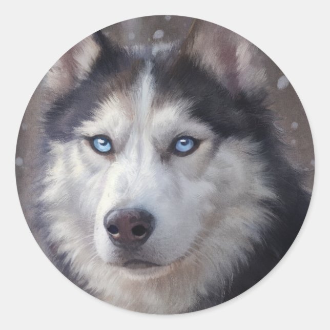 Siberian Husky Dog Runder Aufkleber (Vorderseite)