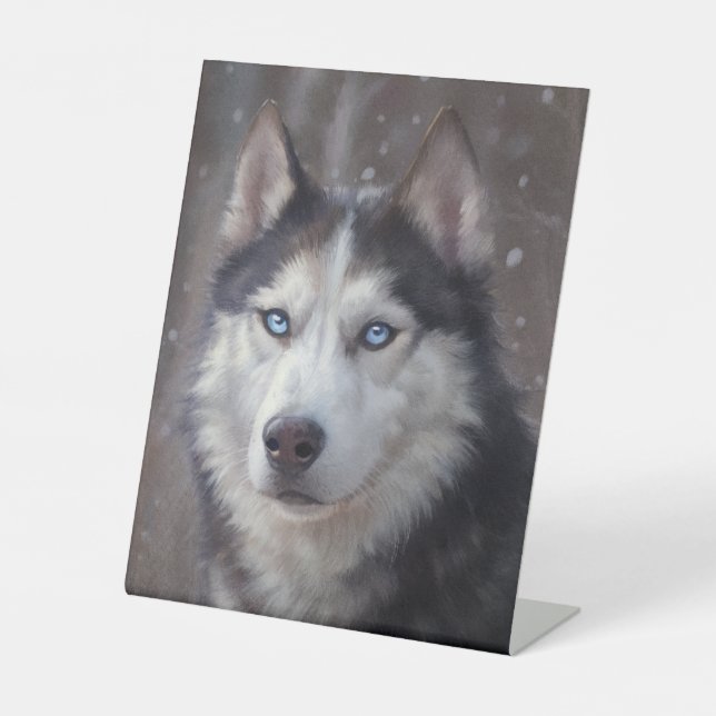 Siberian Husky Dog Sockelschild (Vorderseite)