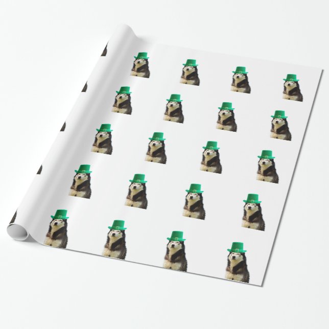 Siberian Husky Dog St. Patrick's Day Geschenkpapier (Ungerollt)