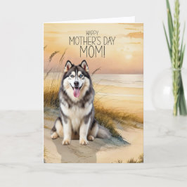 Siberian Husky Dog Sunset Beach Mother's Day Feiertagskarte