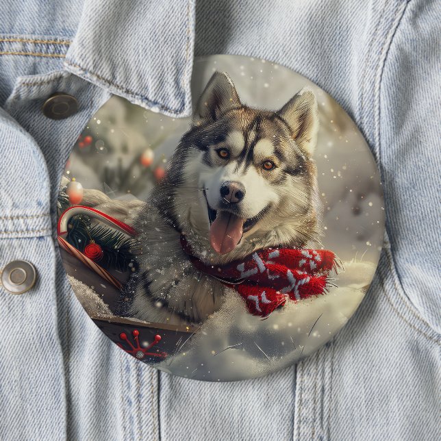 Siberian Husky Dog Weihnachtsfest Button (Beispiel)