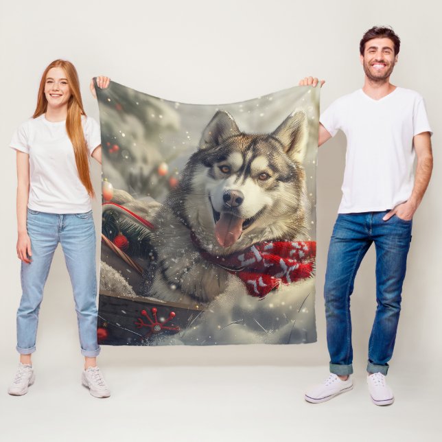 Siberian Husky Dog Weihnachtsfest Fleecedecke (Beispiel)
