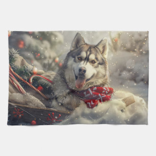 Siberian Husky Dog Weihnachtsfest Geschirrtuch