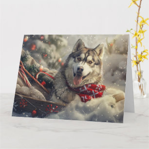 Siberian Husky Dog Weihnachtsfest Karte