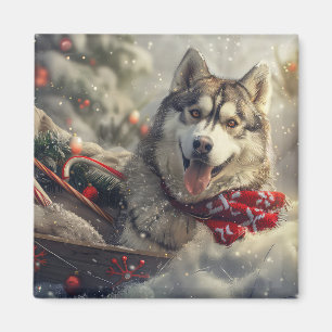 Siberian Husky Dog Weihnachtsfest Magnet