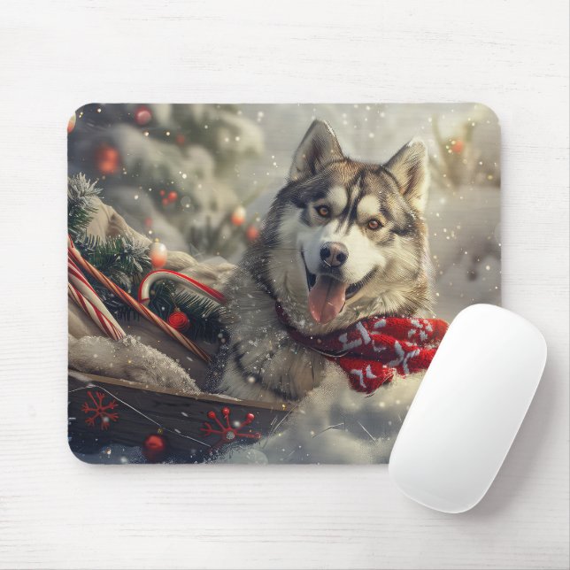Siberian Husky Dog Weihnachtsfest Mousepad (Mit Mouse)