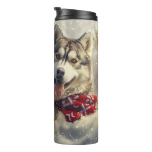 Siberian Husky Dog Weihnachtsfest Thermosbecher