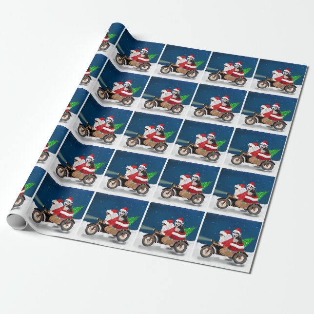 Siberian Husky Dog Weihnachtsmann Geschenkpapier (Ungerollt)