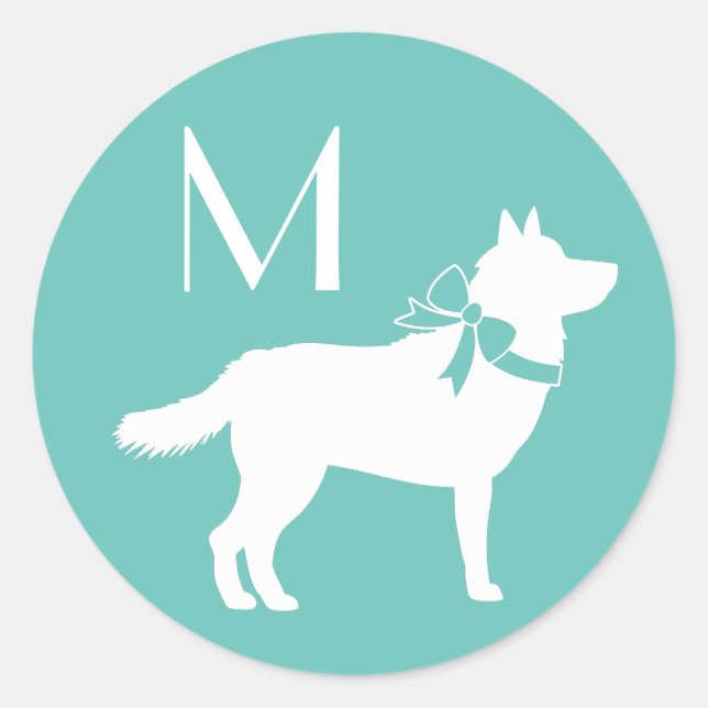 Siberian Husky Doppy Puppy Malamut Runder Aufkleber (Vorderseite)
