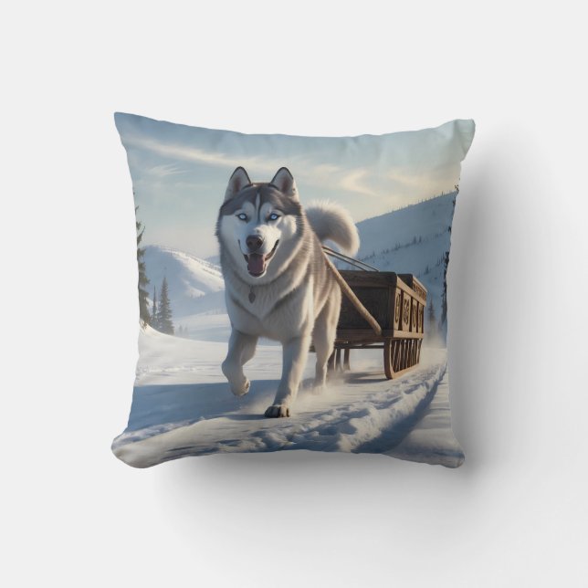 Siberian Husky Elegant Throw Kissen (Vorderseite)