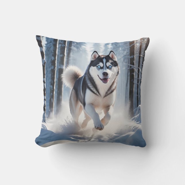 Siberian Husky Elegant Throw Kissen (Vorderseite)
