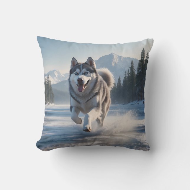 Siberian Husky Elegant Throw Kissen (Vorderseite)