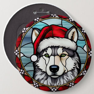 Siberian Husky Festgeblasenes Gläschen Weihnachten Button