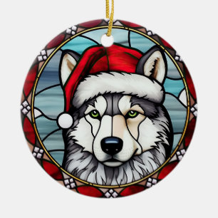 Siberian Husky Festgeblasenes Gläschen Weihnachten Keramik Ornament