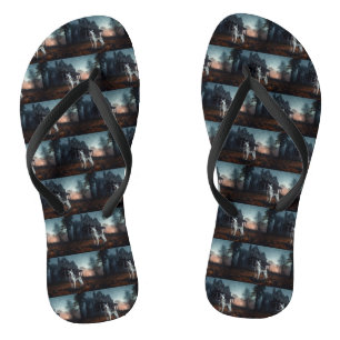Siberian Husky Halloween Beängstigend Flip Flops