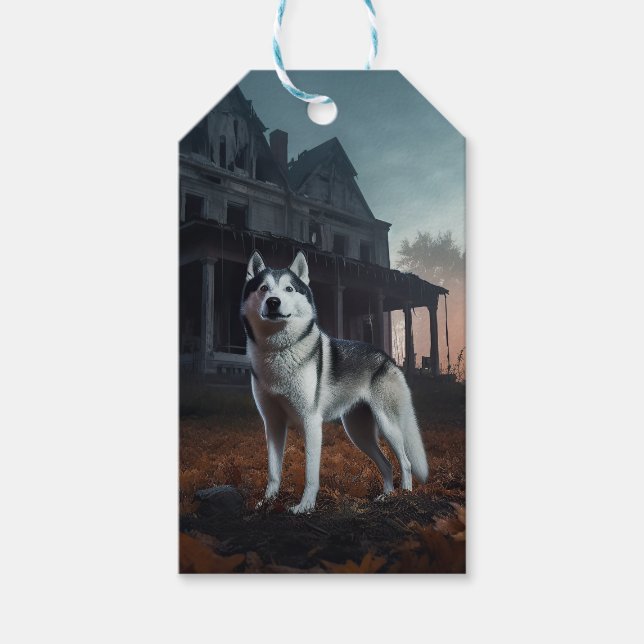 Siberian Husky Halloween Beängstigend Geschenkanhänger (Vorderseite)